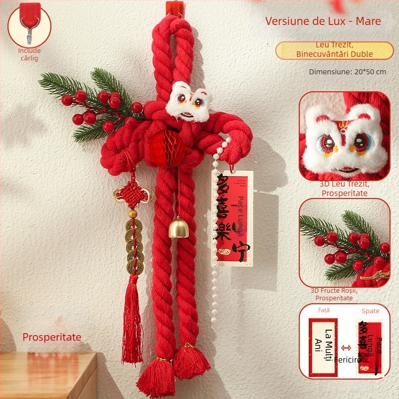 Pandantiv pentru ușă din nod chinezesc roșu, decor pentru casa nouă și Anul Nou