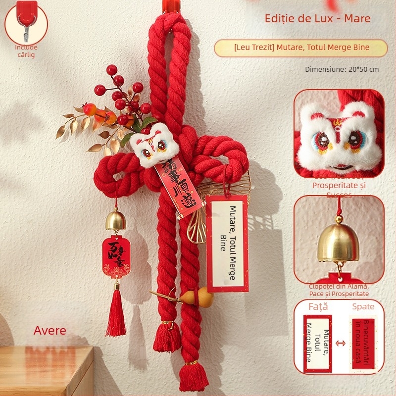 Pandantiv pentru ușă din nod chinezesc roșu, decor pentru casa nouă și Anul Nou