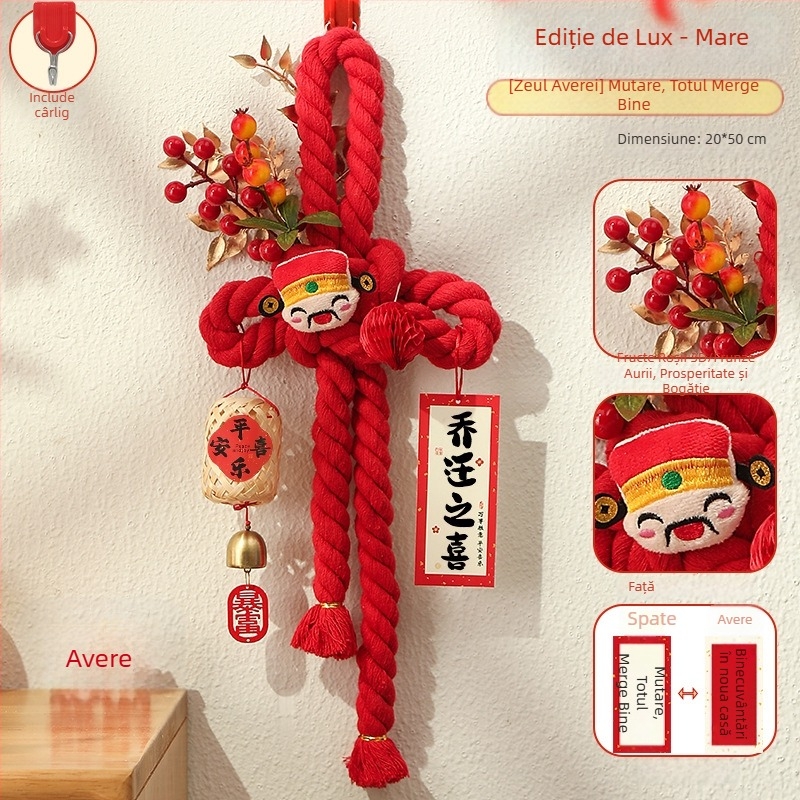 Pandantiv pentru ușă din nod chinezesc roșu, decor pentru casa nouă și Anul Nou
