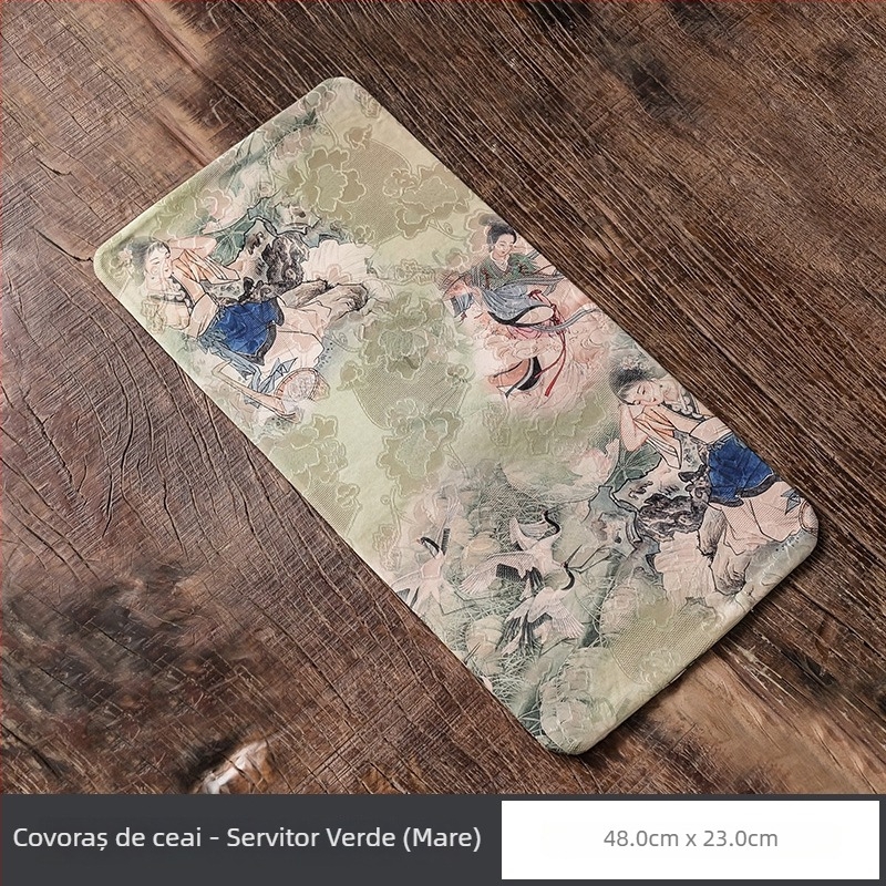 Covoraș de ceai premium din Xiangyun, runner de masă în stil Zen chinezesc modern, material impermeabil