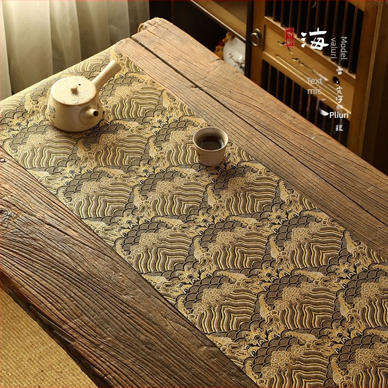 Covoraș impermeabil pentru ceai, dublu față, în stil chinezesc, runner textil pentru masă, dreptunghiular, dimensiune mică