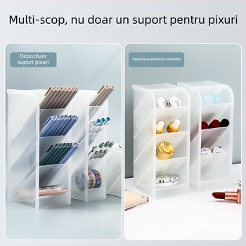 Suport pentru pixuri cu înclinare – organizator de birou creativ, design transparent cu grilaj