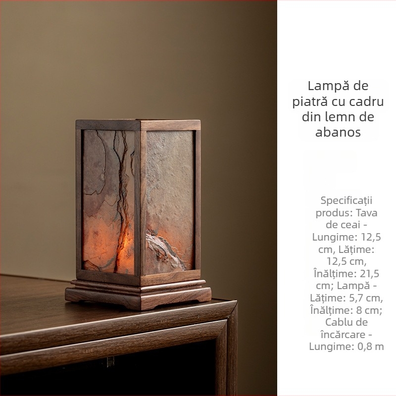Lampă Zen pentru camera de ceai, stil Wabi-Sabi, veioză de masă pătrată cu bază din cupru, obiect decorativ