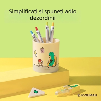 Suport pentru pixuri în colaborare cu Deli Qiaoguman, capacitate mare, design drăguț cu desene animate, pentru birou școlar și birou de lucru