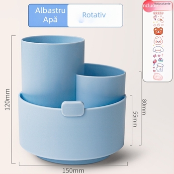 Suport rotativ pentru pixuri și cutie de depozitare – organizator rotund pentru birou, pentru elevi și copii