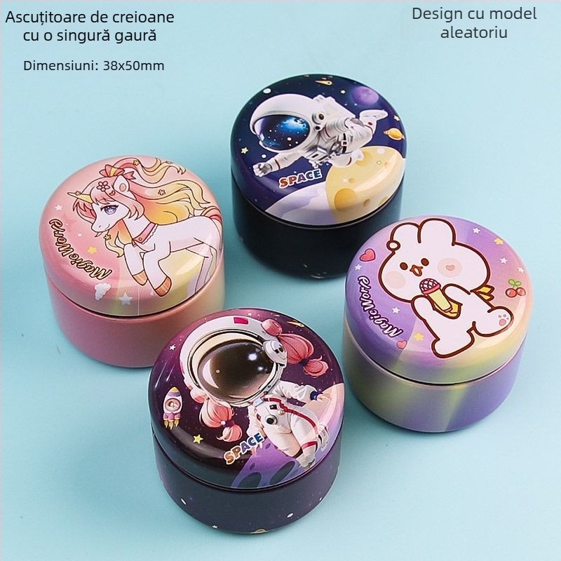 Ascuțitoare de creioane cu design desen animat – mini ascuțitoare manuală pentru elevi din clasa întâi