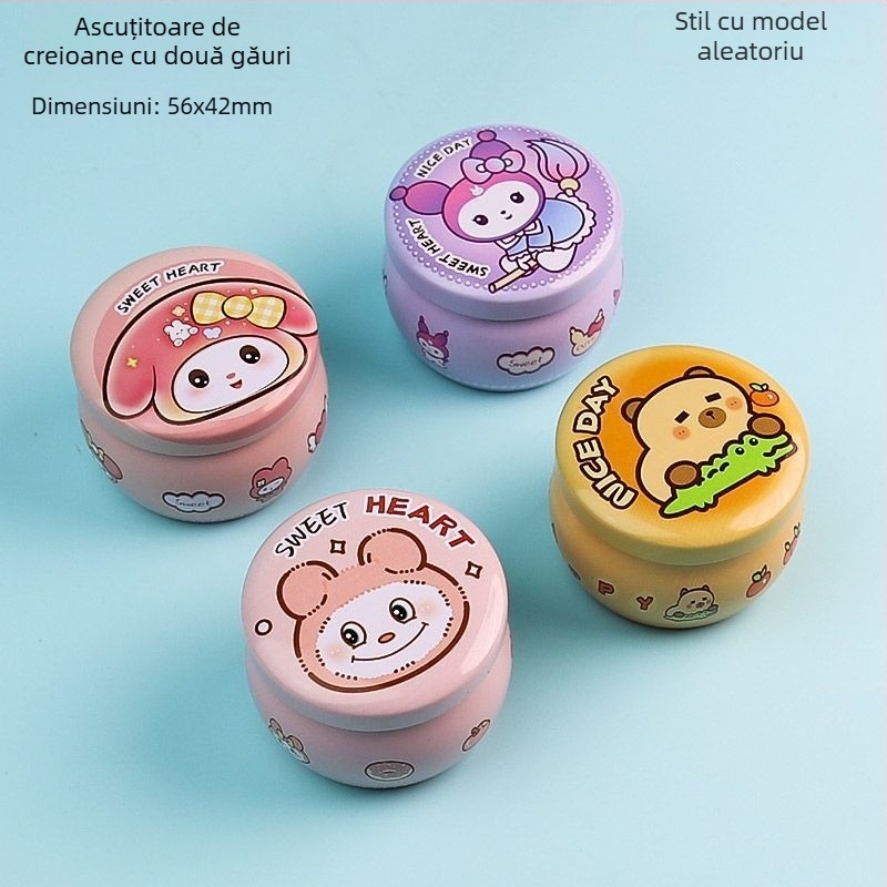 Ascuțitoare de creioane cu design desen animat – mini ascuțitoare manuală pentru elevi din clasa întâi
