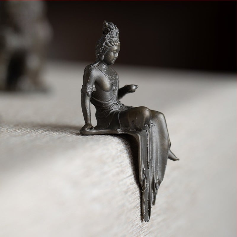 Guanyin în stil Zen, figură din tin pentru masă de ceai și decor de la intrare