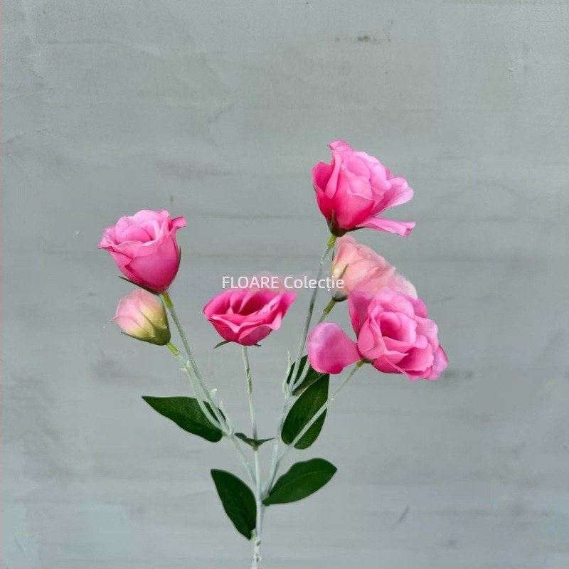 Flori artificiale din velur, 6 capete de lisianthus, accesorii pentru aranjamente de nuntă, viță aromată, decor pentru holul hotelului