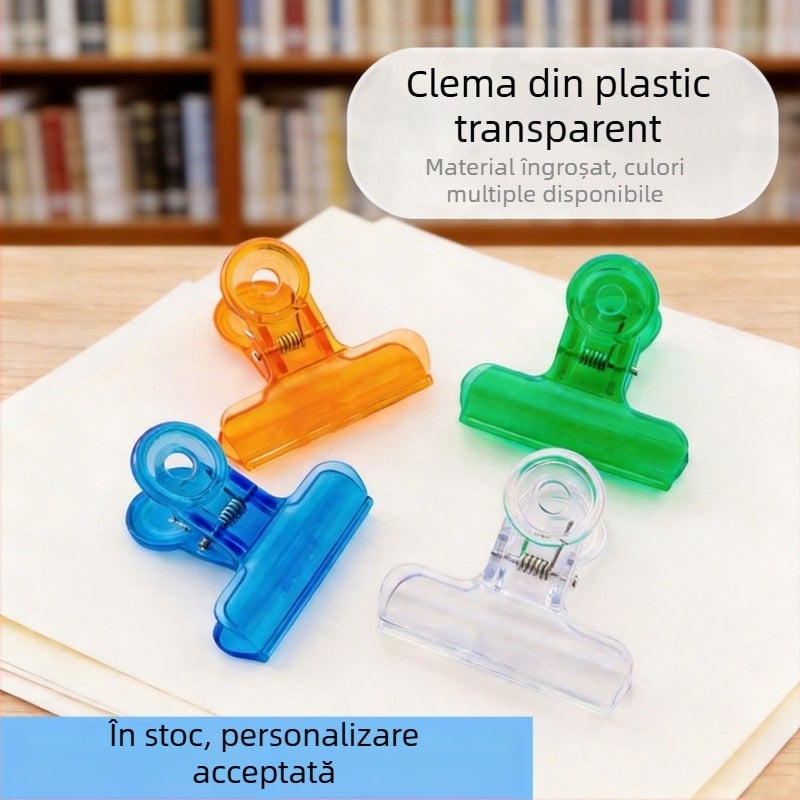 Clip multifuncțional transparent colorat, cu cap rotund, stil INS, clip acrilic pentru documente de birou și papetărie