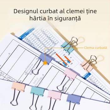 Set de clips metalice Deli 8556A în culori Morandi: clipuri dovetail, clip de colț lateral, mici clipuri și clip pentru bilet