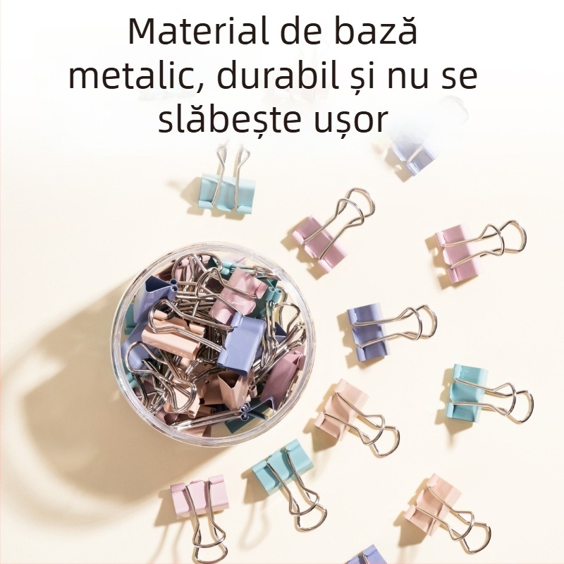 Set de clips metalice Deli 8556A în culori Morandi: clipuri dovetail, clip de colț lateral, mici clipuri și clip pentru bilet