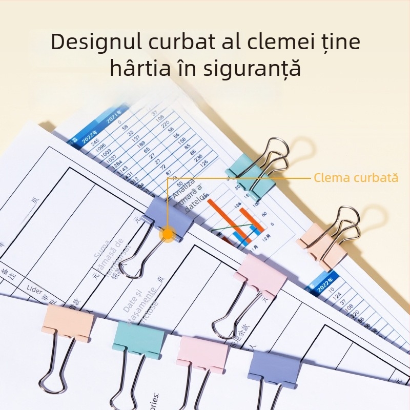 Set de clips metalice Deli 8556A în culori Morandi: clipuri dovetail, clip de colț lateral, mici clipuri și clip pentru bilet