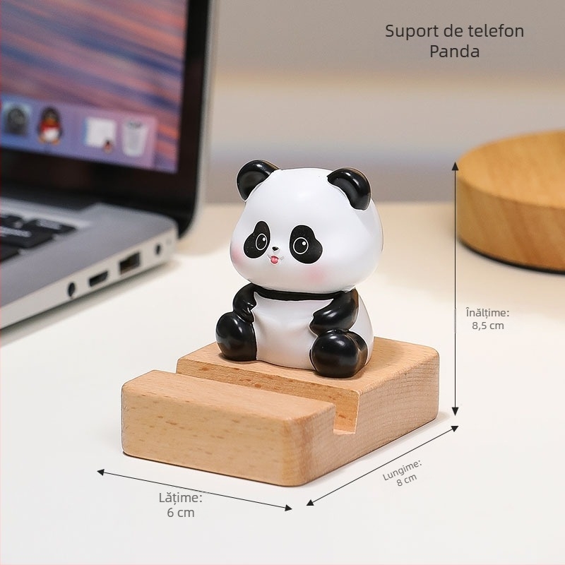Panda Național — suport pentru telefon de birou, figurină din rășină, stil desen animat