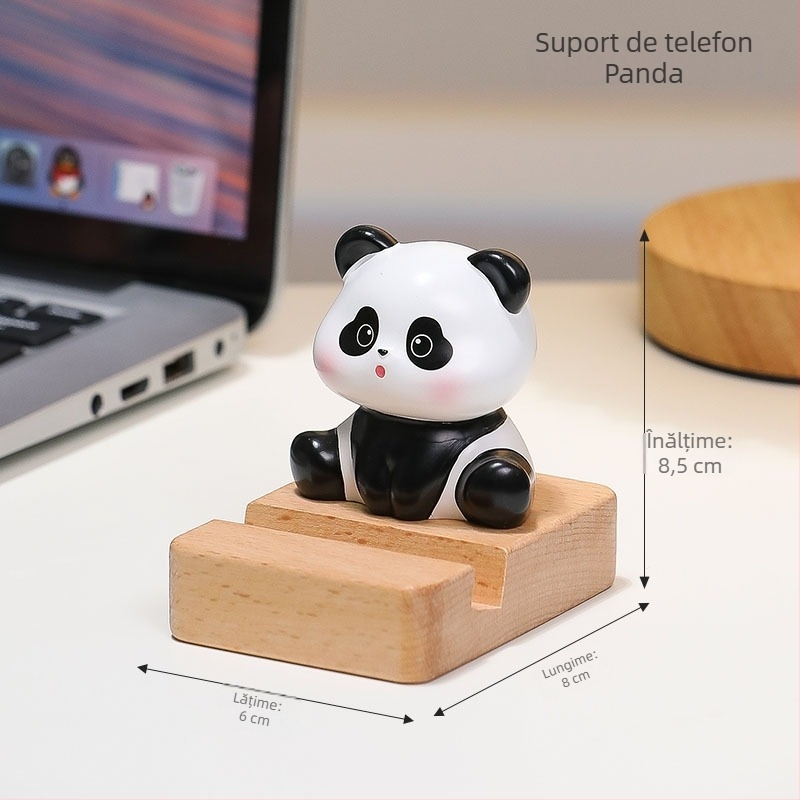 Panda Național — suport pentru telefon de birou, figurină din rășină, stil desen animat