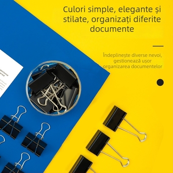 Deli 8561 Clipuri negre pentru bilete cu coadă lungă, clip în formă de aripă de fluture / coadă de pește, set de 12 bucăți, 51 mm