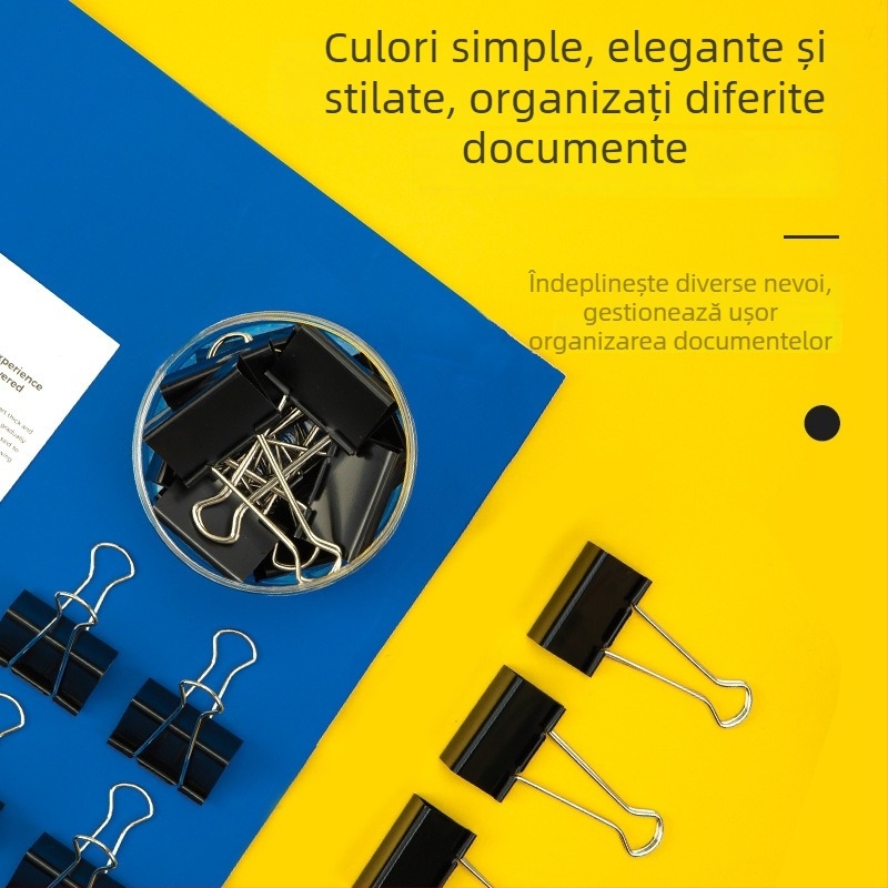 Deli 8561 Clipuri negre pentru bilete cu coadă lungă, clip în formă de aripă de fluture / coadă de pește, set de 12 bucăți, 51 mm