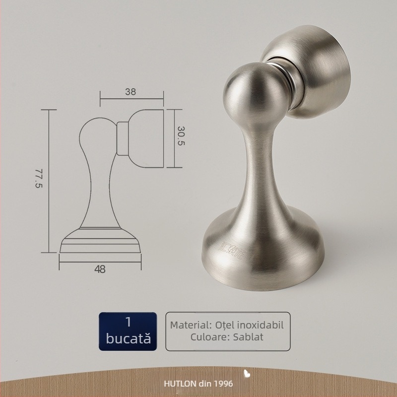 Stopper magnetic pentru ușă din oțel inoxidabil, montat pe perete, pentru uși din lemn și uși de baie