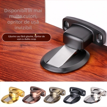 Top Valley Stopper magnetic pentru ușă invizibil, fără găuri, aliaj de zinc, margine superioară îngroșată, protecție împotriva coliziunilor, montaj pe podea pentru uși din lemn ale dormitorului