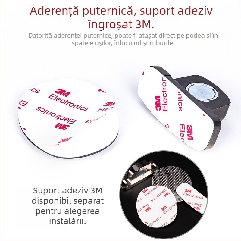 Top Valley Stopper magnetic pentru ușă invizibil, fără găuri, aliaj de zinc, margine superioară îngroșată, protecție împotriva coliziunilor, montaj pe podea pentru uși din lemn ale dormitorului