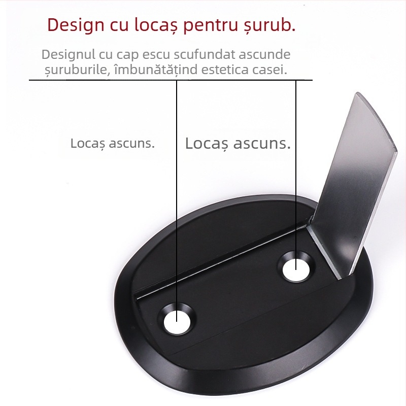 Top Valley Stopper magnetic pentru ușă invizibil, fără găuri, aliaj de zinc, margine superioară îngroșată, protecție împotriva coliziunilor, montaj pe podea pentru uși din lemn ale dormitorului