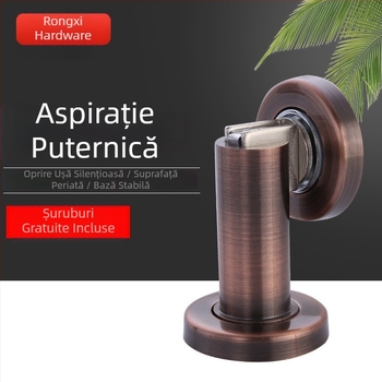 Stop de ușă din aliaj de zinc, montat pe perete, magnet anti-coliziune, gros, finisaj șlefuit
