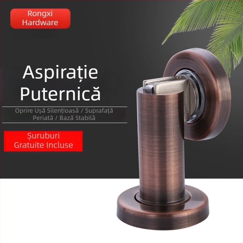 Stop de ușă din aliaj de zinc, montat pe perete, magnet anti-coliziune, gros, finisaj șlefuit