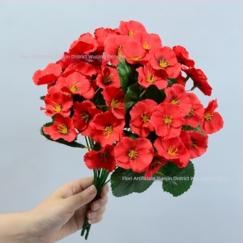 Flori artificiale begonie cu 18 capete, pentru decorul culoarului de nuntă, decorul casei și aranjament floral de mână