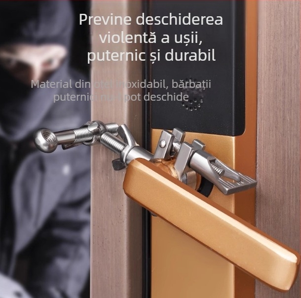 Dispozitiv superior pentru ușă, anti-furt, fără găuri, fără șuruburi, opritor de ușă