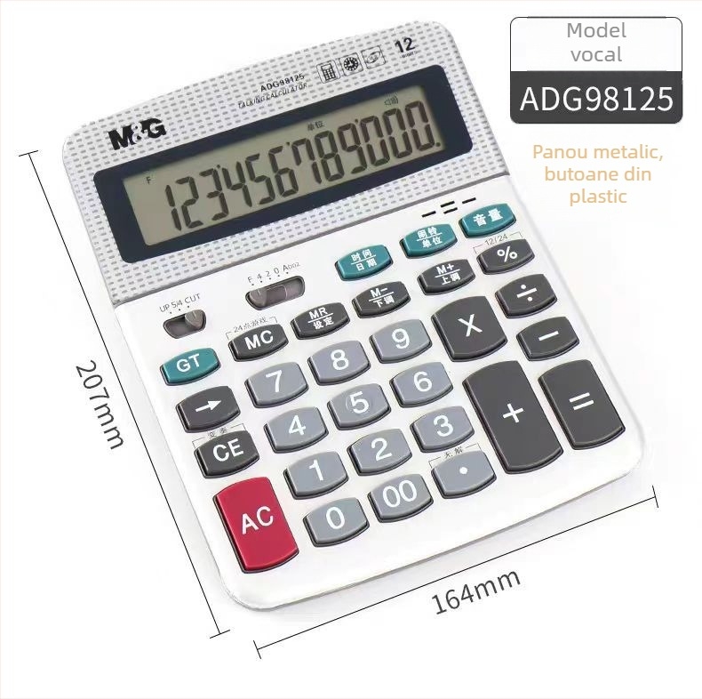 ADG98125 Calculator vocal cu afișaj de 12 cifre, ecran mare