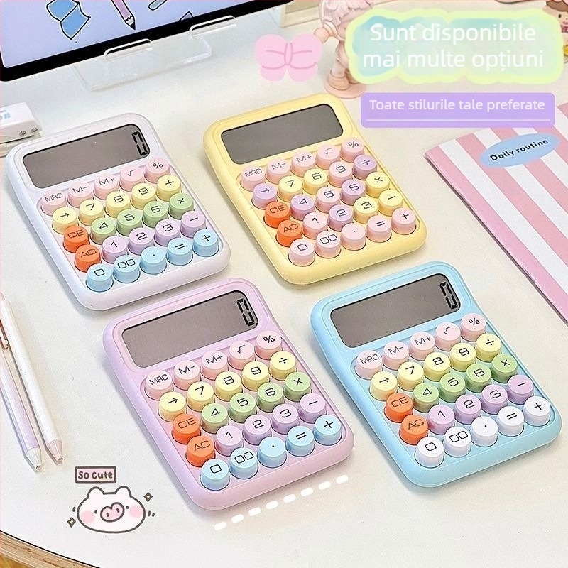 Calculator financiar de birou în nuanță dopamină, cu tastatură silențioasă și carcasă din aluminiu