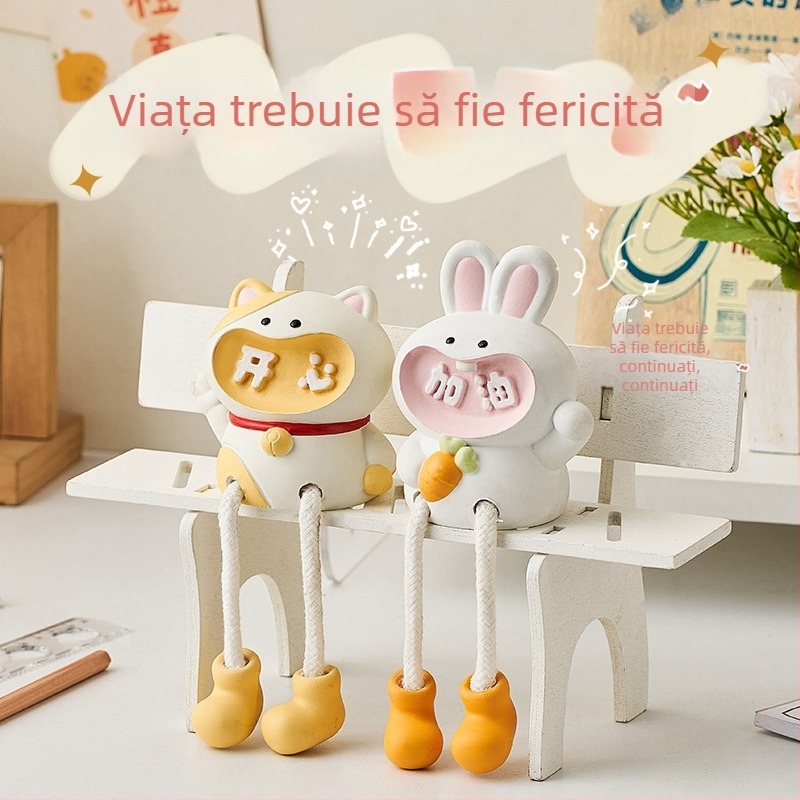 Ornament de birou drăguț, creativ, în stil desen animat, pentru sufragerie și dormitor, mini figură de raft, păpușică agățată cadou
