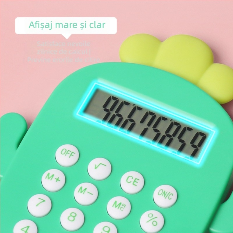 Calculator cu 8 cifre în formă de cactus – design drăguț și moale pentru birou și școală, carcasă ABS