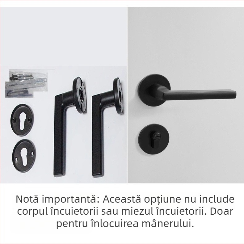 Încuietoare cu mâner pentru uși interioare din lemn, silențioasă