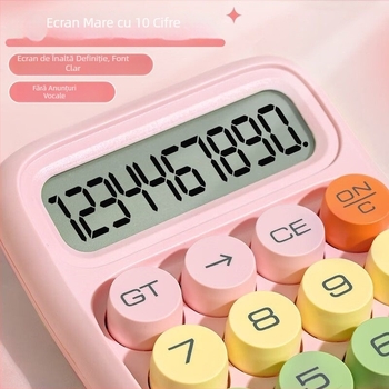 Calculator portabil pentru elevi, design mini macaron, taste în nuanțe de piele, tastatură cu aspect mecanic, afișaj cu 10 cifre, fără citire vocală