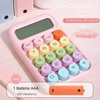 Calculator portabil pentru elevi, design mini macaron, taste în nuanțe de piele, tastatură cu aspect mecanic, afișaj cu 10 cifre, fără citire vocală