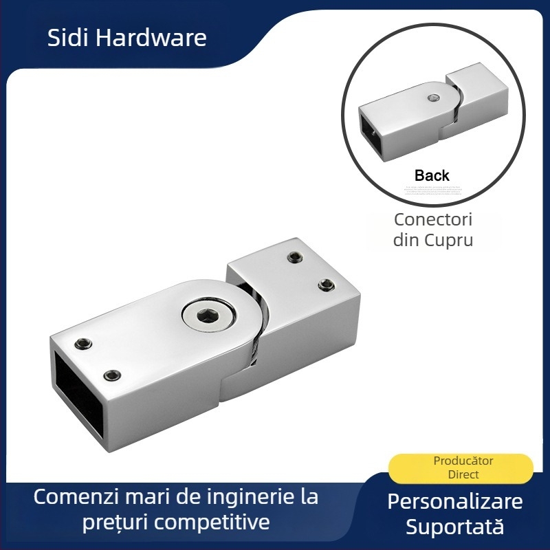 Conector fix din alamă pentru ușa de duș din sticlă, 10x20 mm RC63