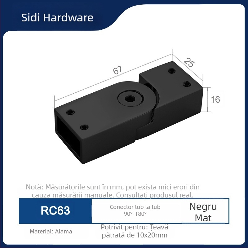 Conector fix din alamă pentru ușa de duș din sticlă, 10x20 mm RC63