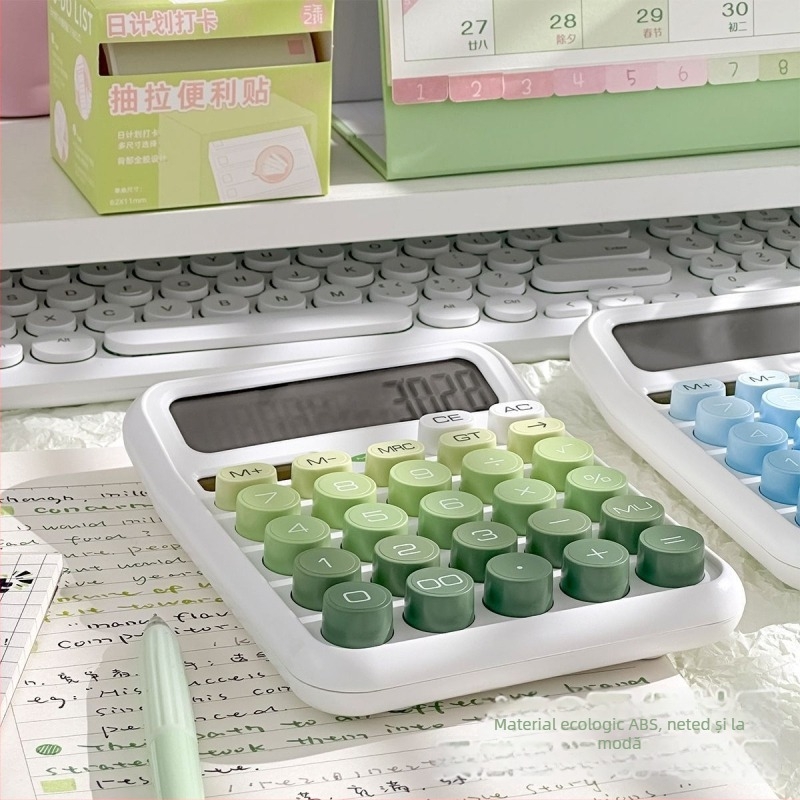 Calculator alimentat cu energie solară, silențios, finisaj gradient, carcasă din aluminiu, afișaj cu 12 cifre, pentru birou și studiu