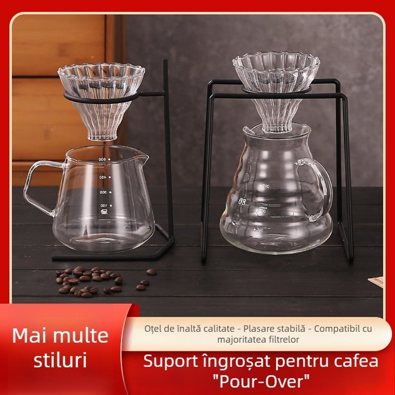 Suport pentru cafea turnată manual, cu braț exterior, suport pentru cești de filtrare și hârtie de filtru, pentru uz casnic sau comercial, cu gaură simplă sau dublă