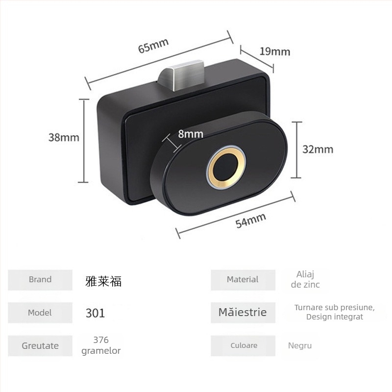 Încuietoare inteligentă pentru sertar cu amprentă și Bluetooth — lacăt din aliaj de zinc pentru dulapuri și fișiere, birou și casă