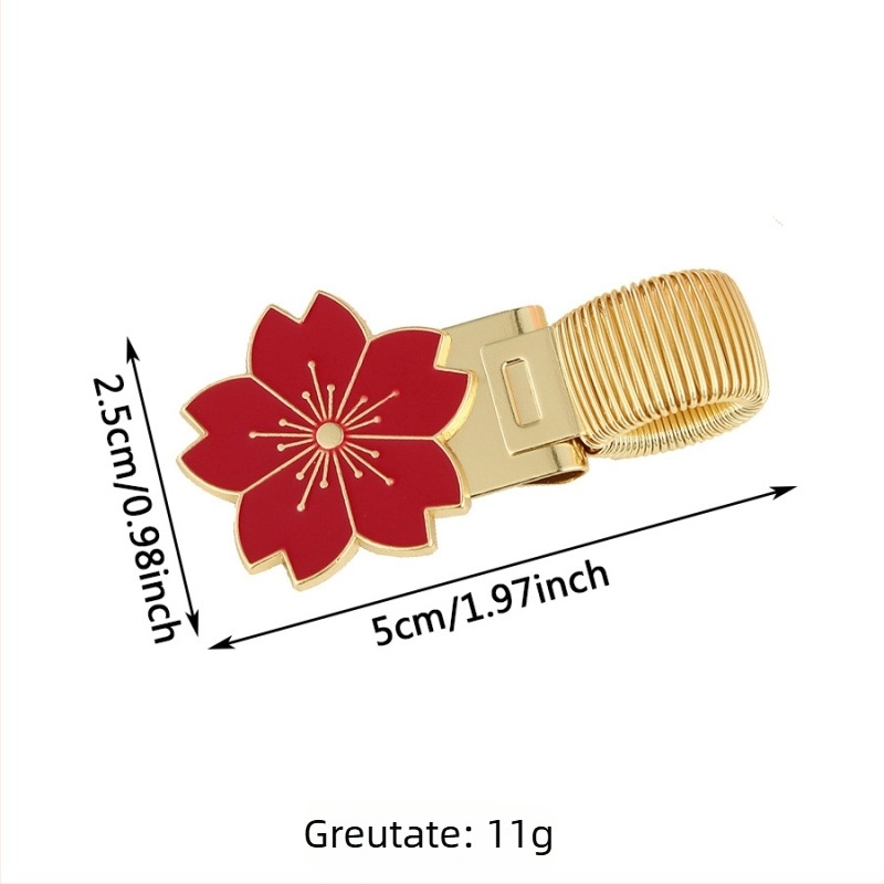 Clip de carte în stil japonez, cu flori de cireș în desen animat, din aliaj de zinc, clip pentru pix și planner, dimensiuni 5×2.5 cm