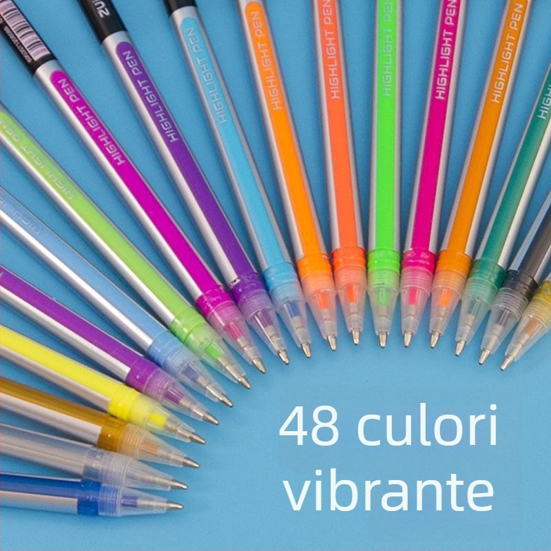 Set de markere neon strălucitoare cu sclipici, pixuri gel colorate în stil koreean pentru jurnal și evidențierea notițelor