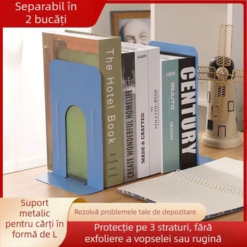 Suport metalic pentru cărți, birou, cu caneluri și structură îngroșată