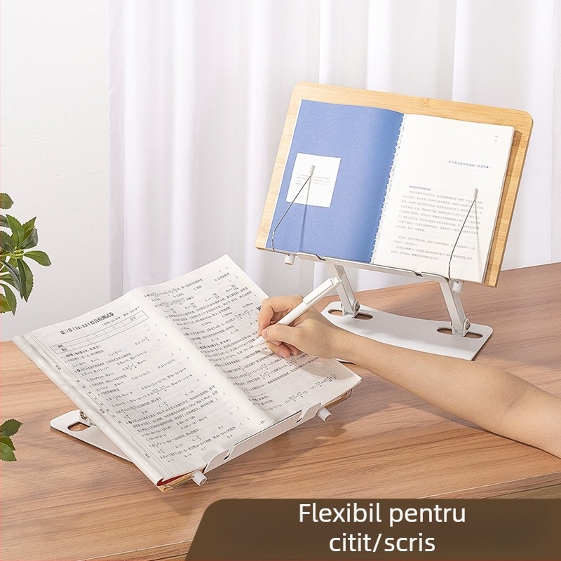Suport pentru lectură din lemn, reglabil și extensibil, suport de carte de birou pentru copii și elevi