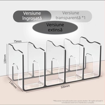 Raft de birou pentru cărți din acril transparent, patru compartimente, cutie de depozitare din plastic