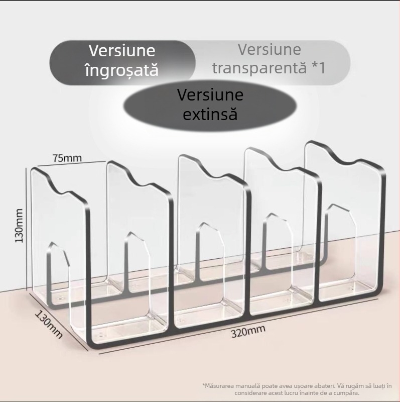 Raft de birou pentru cărți din acril transparent, patru compartimente, cutie de depozitare din plastic