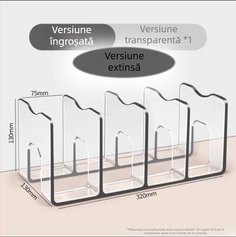 Raft de birou pentru cărți din acril transparent, patru compartimente, cutie de depozitare din plastic