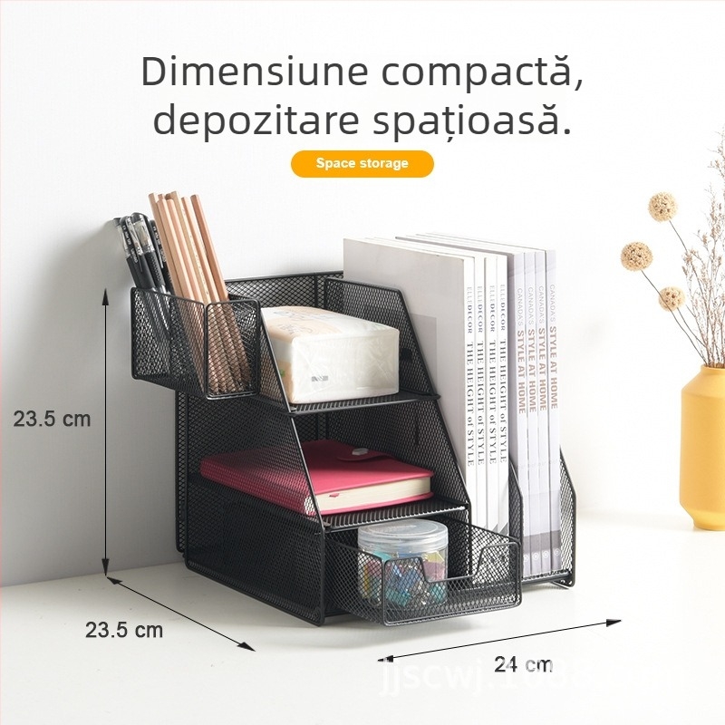 Raft metalic pentru fișiere, 3 etaje, organizator de birou pentru documente