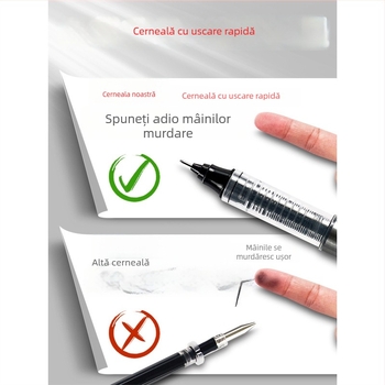 Gel cu cerneală lichidă, rollerball cu capac, uscare rapidă, negru, pentru elevi de gimnaziu